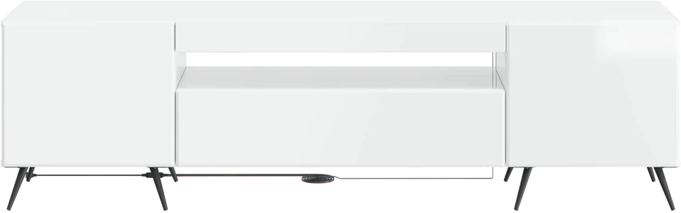 TV staliukas LED televizoriaus spintelė Itin blizgi balta Apdirbta mediena