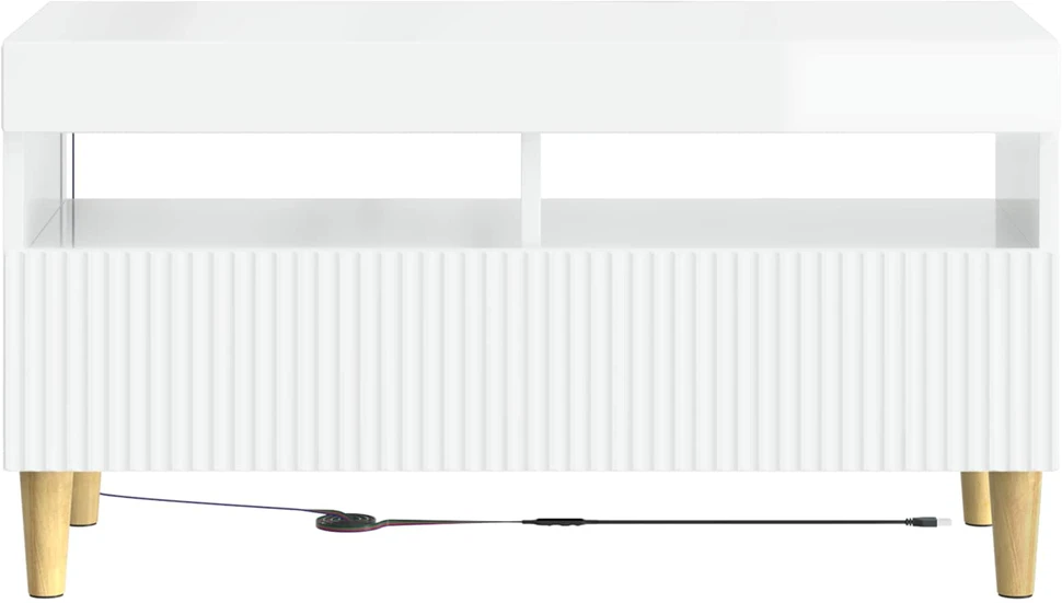 TV staliukas LED televizoriaus spintelė Itin blizgi balta Apdirbta mediena