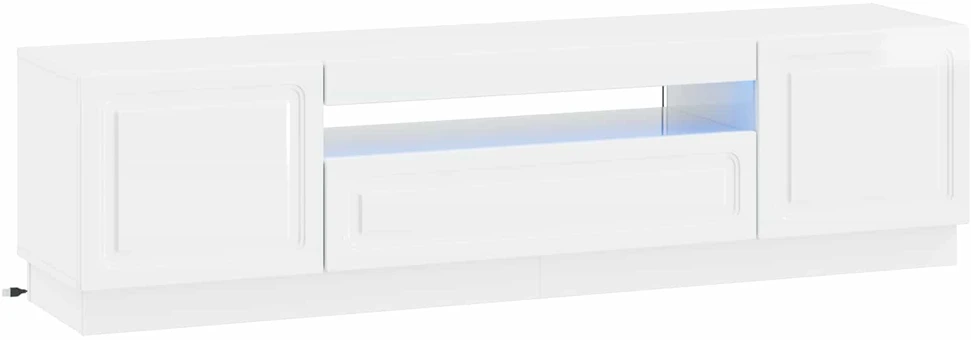 TV staliukas LED televizoriaus spintelė Itin blizgi balta Apdirbta mediena
