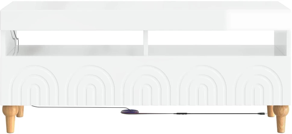 TV staliukas LED televizoriaus spintelė Itin blizgi balta Apdirbta mediena