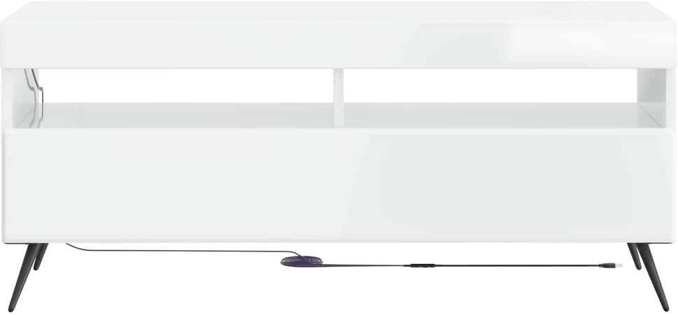 TV staliukas LED televizoriaus spintelė Itin blizgi balta Apdirbta mediena