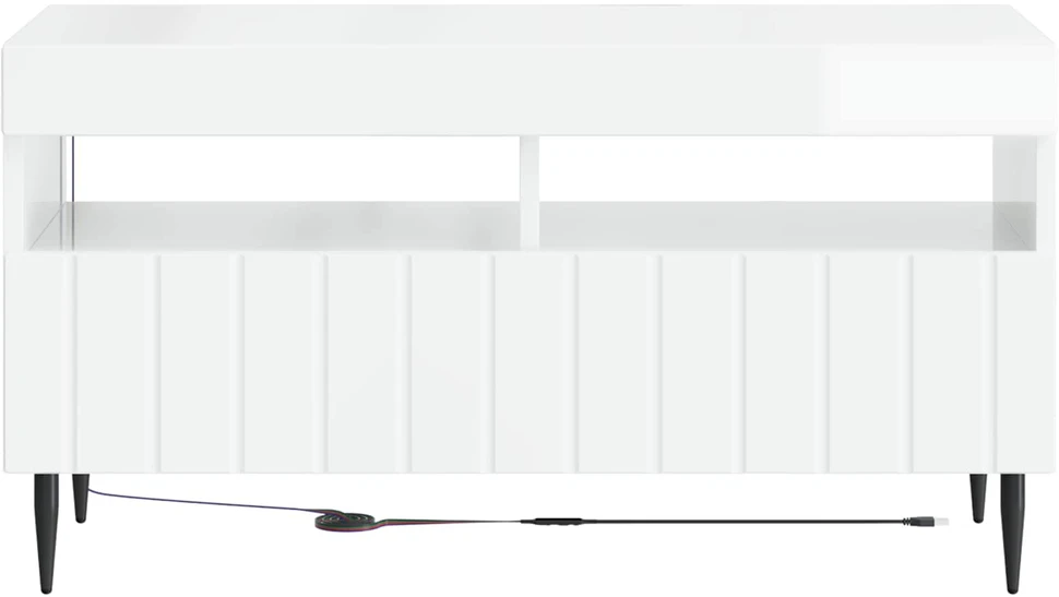 TV staliukas LED televizoriaus spintelė Itin blizgi balta Apdirbta mediena