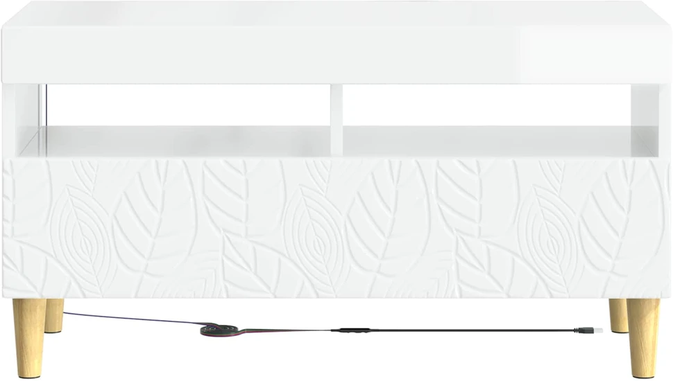 TV staliukas LED televizoriaus spintelė Itin blizgi balta Apdirbta mediena