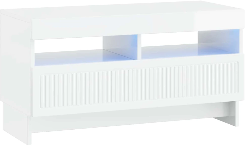 TV staliukas LED televizoriaus spintelė Itin blizgi balta Apdirbta mediena