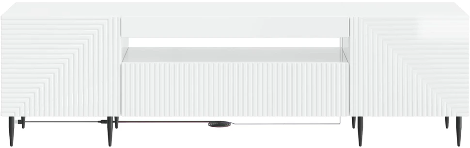 TV staliukas LED televizoriaus spintelė Itin blizgi balta Apdirbta mediena