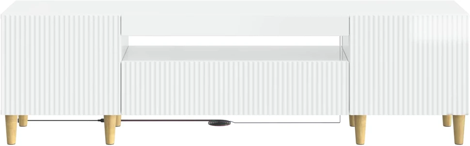 TV staliukas LED televizoriaus spintelė Itin blizgi balta Apdirbta mediena