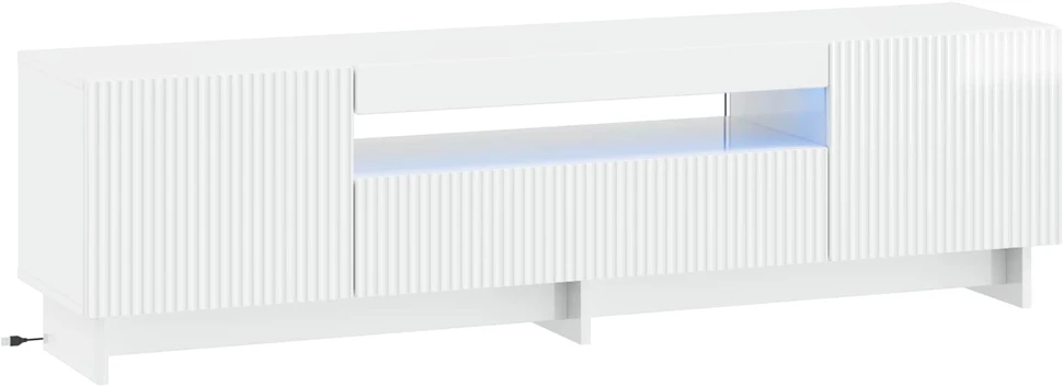 TV staliukas LED televizoriaus spintelė Itin blizgi balta Apdirbta mediena