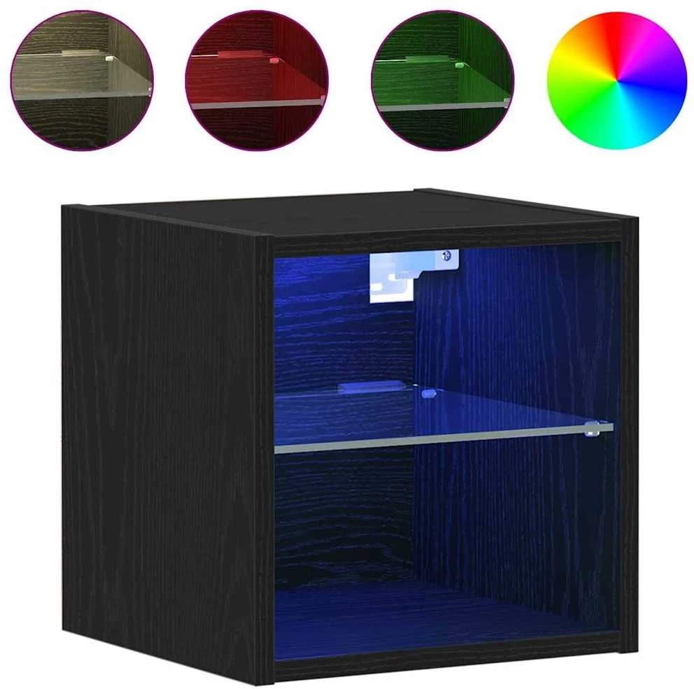 TV staliukas LED sieninis šoninis stalelis Juoda 30 x 28,5 x 30 cm