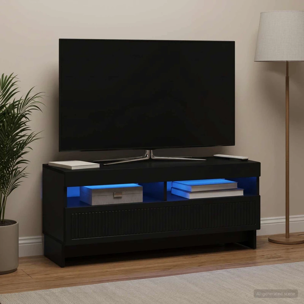 TV staliukas LED televizoriaus spintelė EDE 100 x 35 x 43 cm Juoda