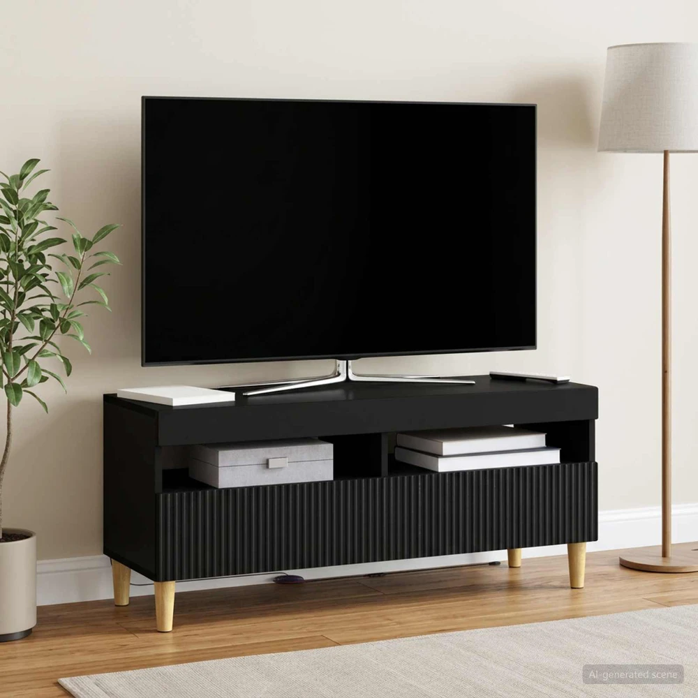 TV staliukas LED televizoriaus spintelė ARNHEM 100 x 35 x 43 cm Juoda