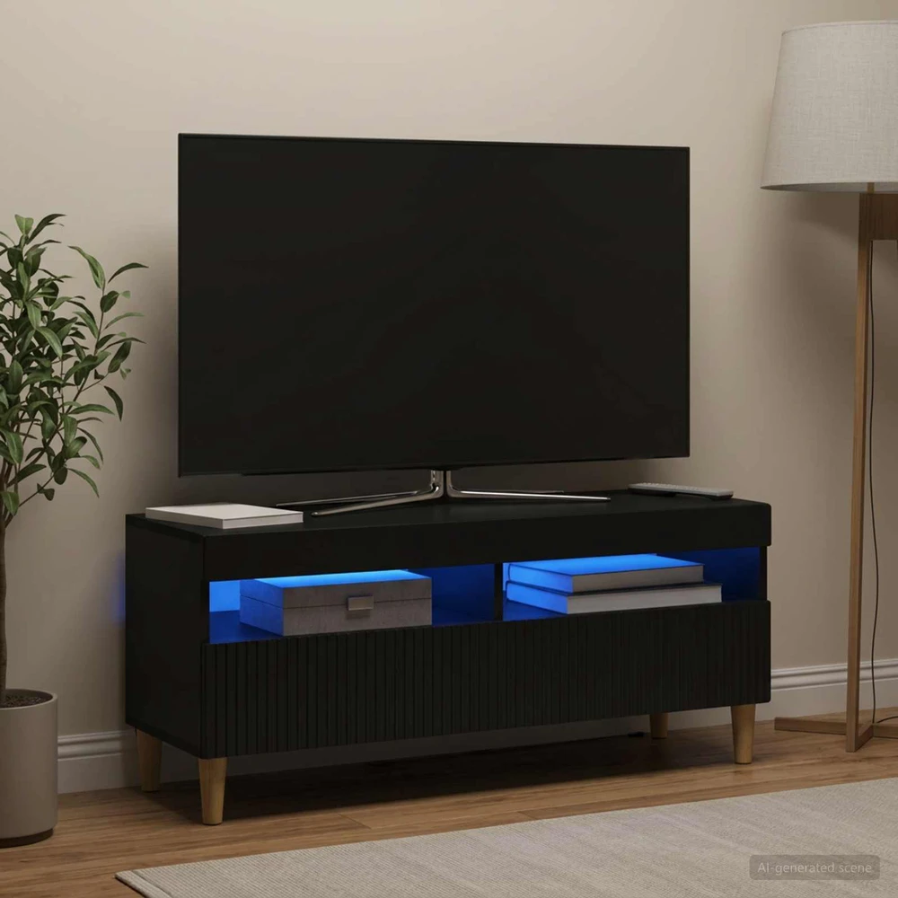 TV staliukas LED televizoriaus spintelė ARNHEM 100 x 35 x 43 cm Juoda