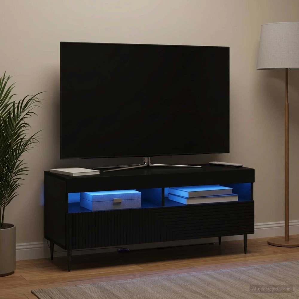 TV staliukas LED televizoriaus spintelė HAARLEM 100 x 35 x 43 cm Juoda