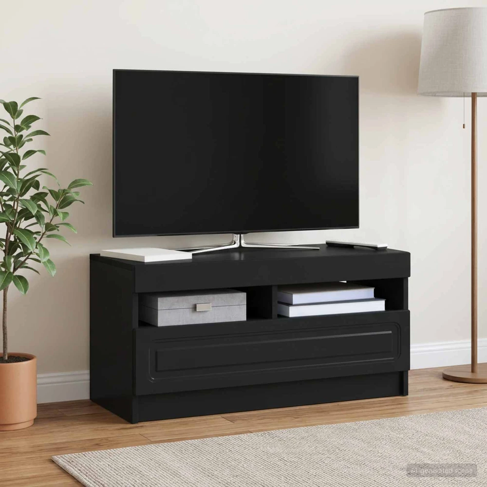 TV staliukas LED televizoriaus spintelė Juoda Apdirbta mediena