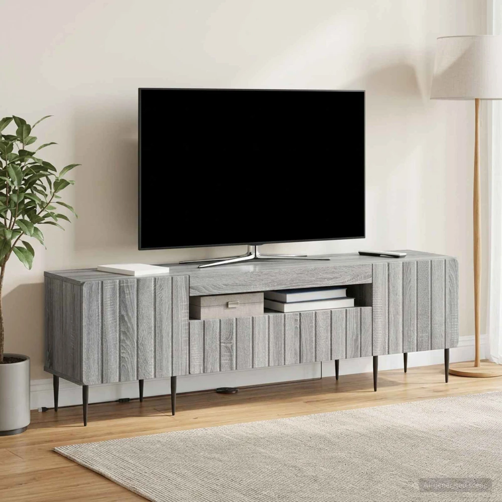 TV staliukas LED televizoriaus spintelė Pilka Sonoma Apdirbta mediena