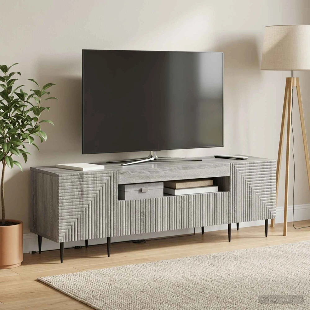 TV staliukas LED televizoriaus spintelė Pilka Sonoma Apdirbta mediena