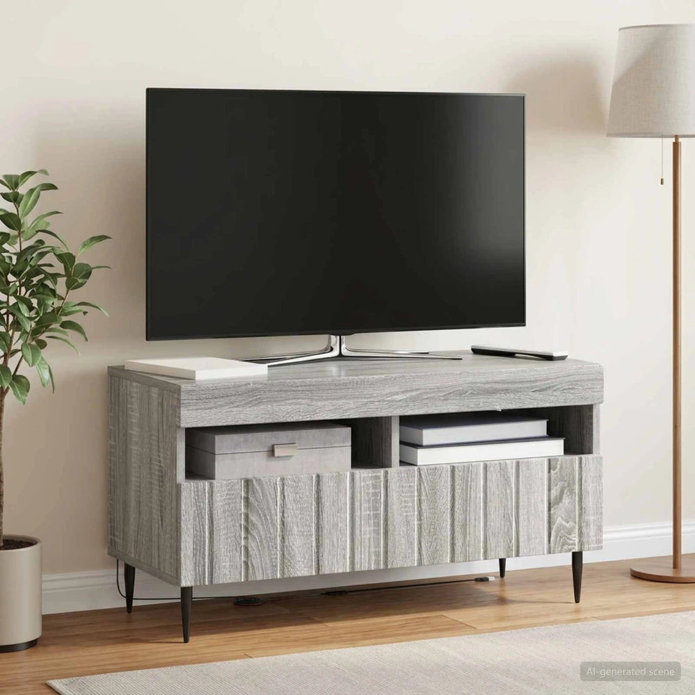 TV staliukas LED televizoriaus spintelė ZWOLLE 81 x 35 x 43 cm Pilka Sonoma