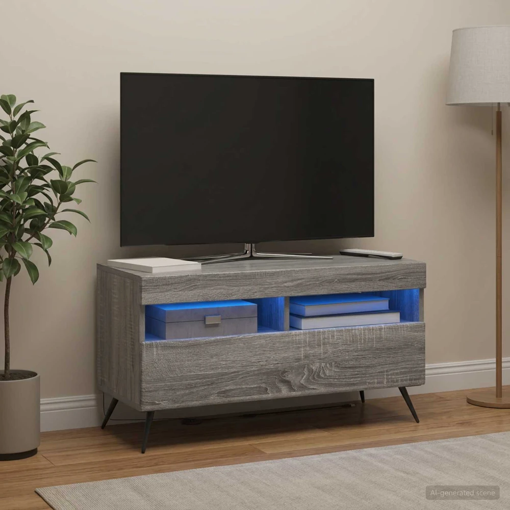 TV staliukas LED televizoriaus spintelė Pilka Sonoma Apdirbta mediena