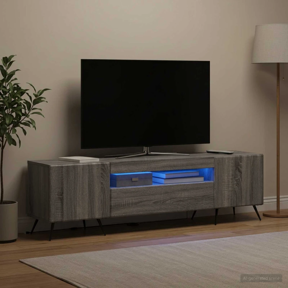 TV staliukas LED televizoriaus spintelė Pilka Sonoma Apdirbta mediena