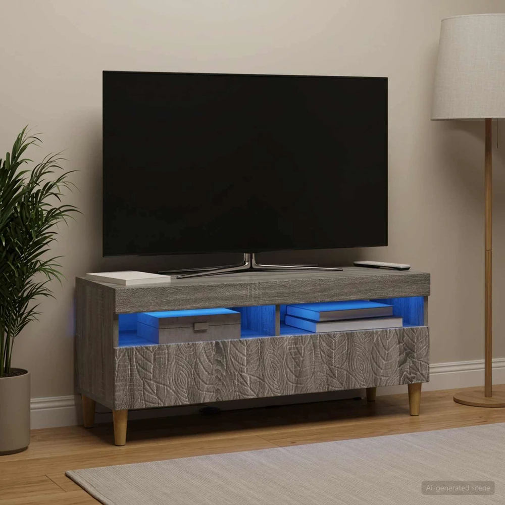 TV staliukas LED televizoriaus spintelė Pilka Sonoma Apdirbta mediena