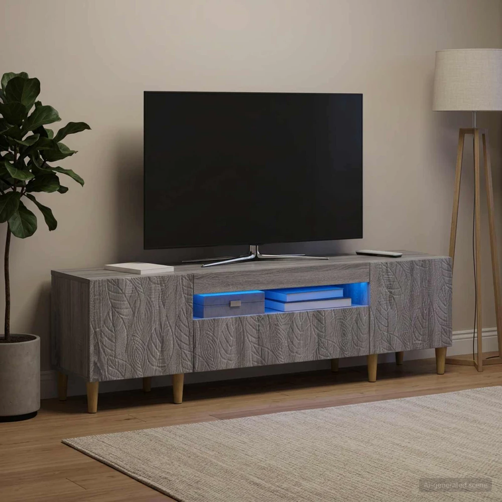 TV staliukas LED televizoriaus spintelė Pilka Sonoma Apdirbta mediena