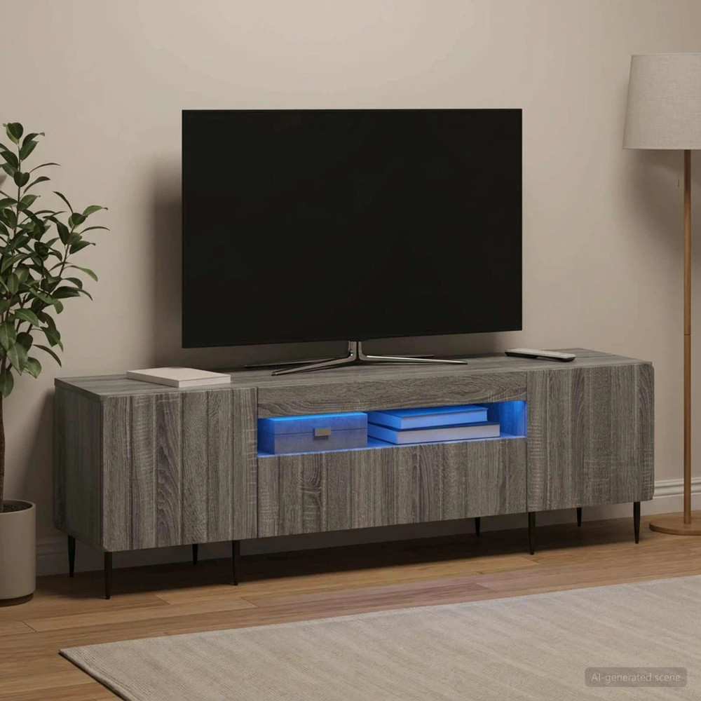 TV staliukas LED televizoriaus spintelė Pilka Sonoma Apdirbta mediena