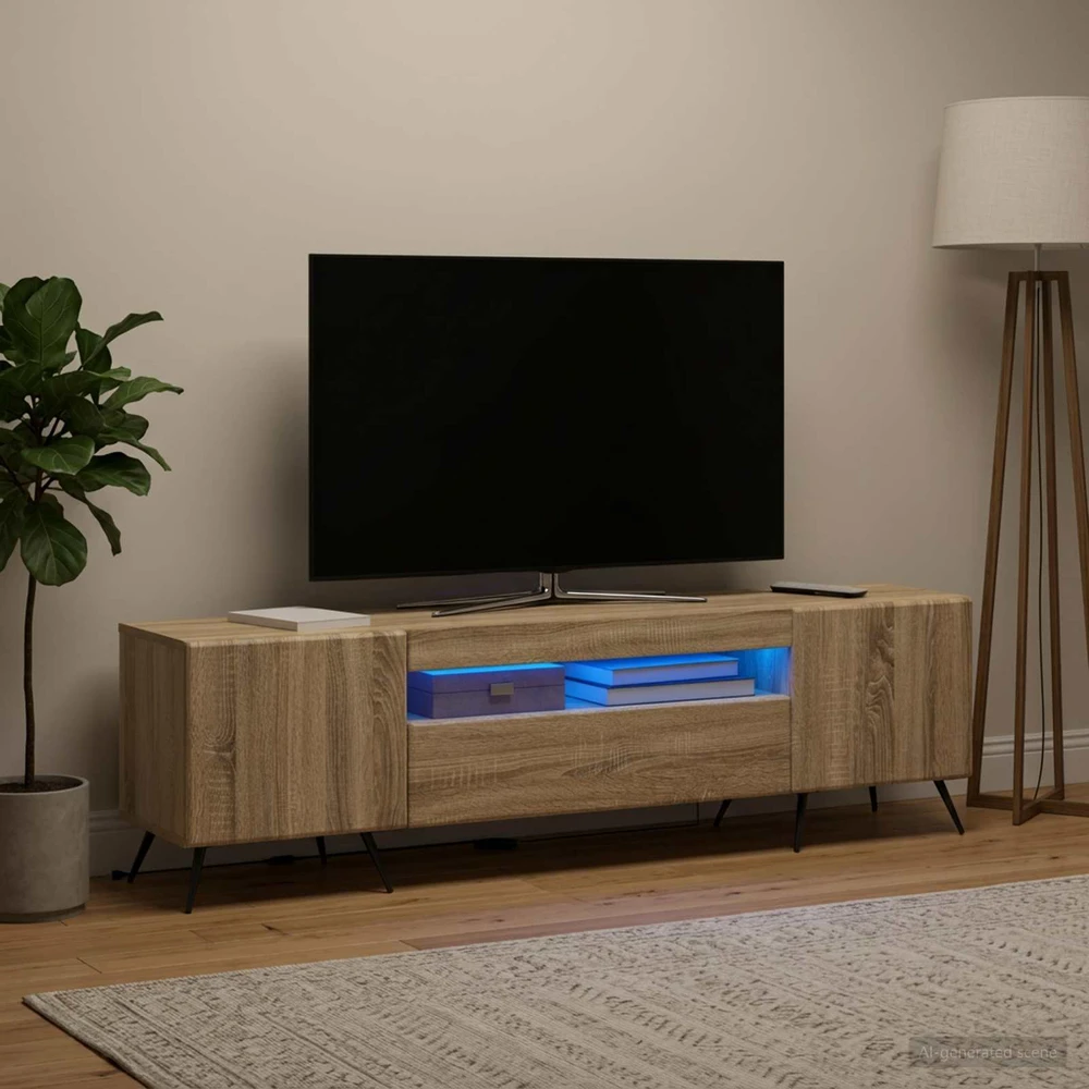 TV staliukas LED televizoriaus spintelė Sonoma ąžuolas Apdirbta mediena