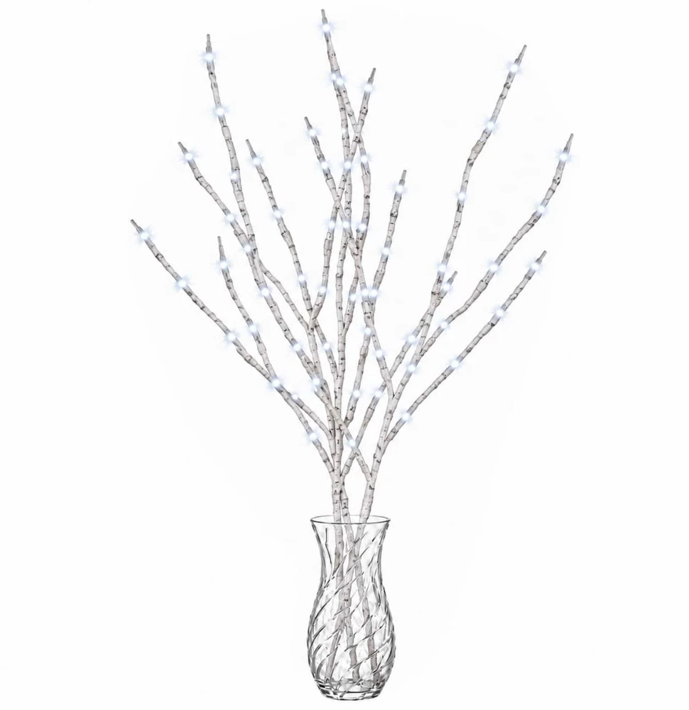 LED varinių šakų kalėdinė dekoracija 3 vnt. Balta 62 cm Plienas