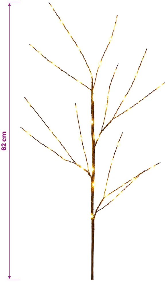 LED varinių šakų kalėdinė dekoracija 3 vnt. Ruda 62 cm Plienas