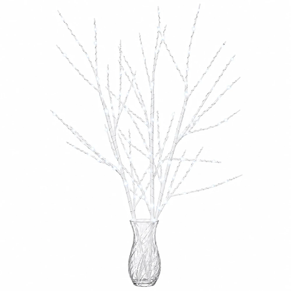 LED varinių šakų kalėdinė dekoracija 3 vnt. Balta 62 cm Plienas