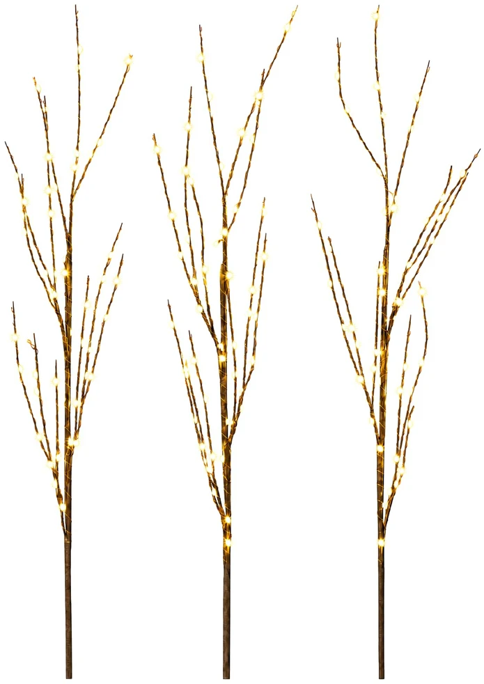 LED varinių šakų kalėdinė dekoracija 3 vnt. Ruda 62 cm Plienas