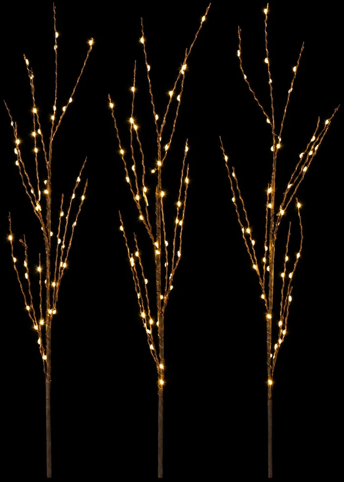 LED varinių šakų kalėdinė dekoracija 3 vnt. Ruda 62 cm Plienas