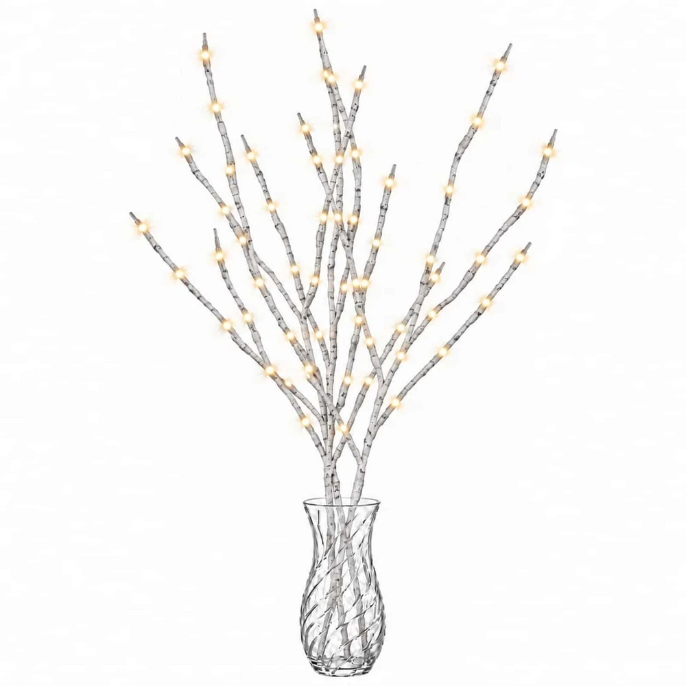 LED varinių šakų kalėdinė dekoracija 3 vnt. Balta 62 cm Plienas
