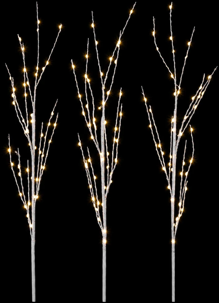 LED varinių šakų kalėdinė dekoracija 3 vnt. Balta 62 cm Plienas