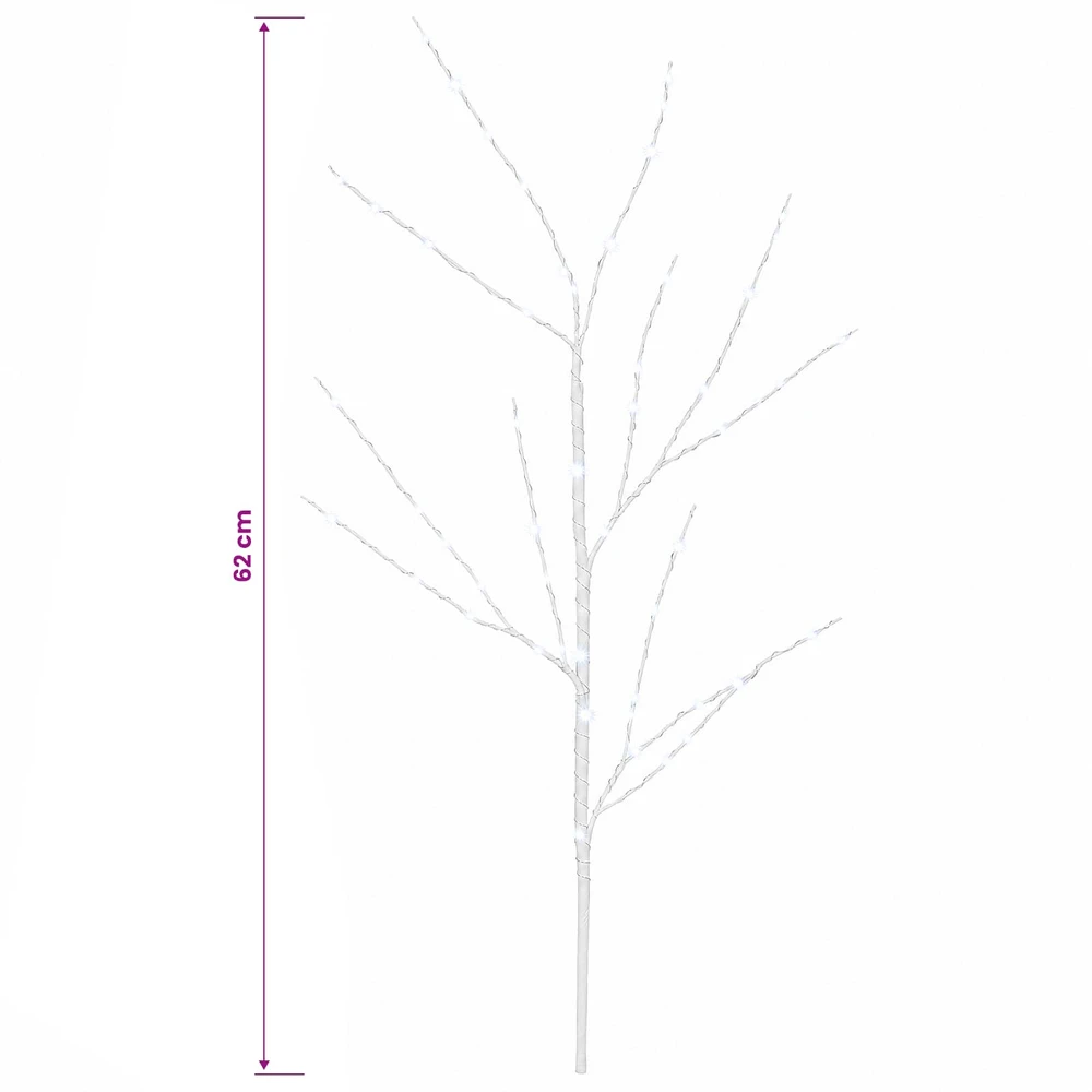 LED varinių šakų kalėdinė dekoracija 3 vnt. Balta 62 cm Plienas