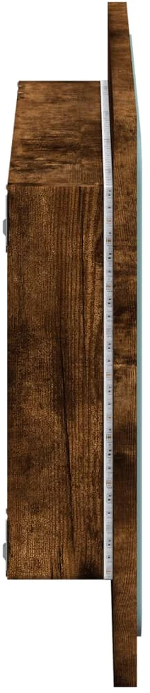 LED vonios kambario veidrodis, ąžuolo, 60x8,5x38cm, mediena