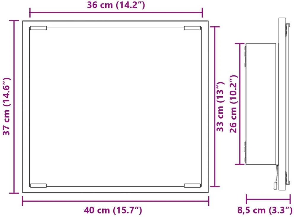 LED vonios veidrodis Amatininkų ąžuolas 40 x 37 x 8.5 cm