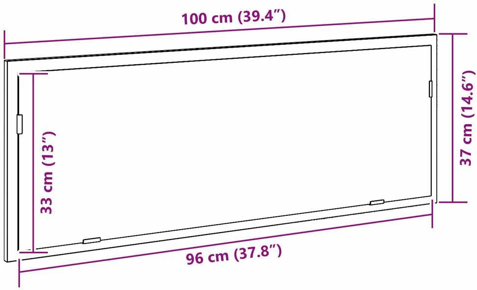 LED vonios veidrodis Juodas ąžuolas 100 x 8,5 x 37 cm Stiklas