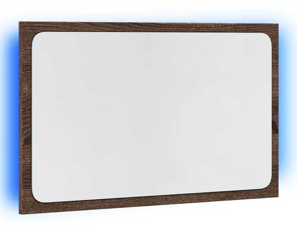 LED vonios veidrodis, rudas ąžuolo, 60x8,5x38cm, mediena