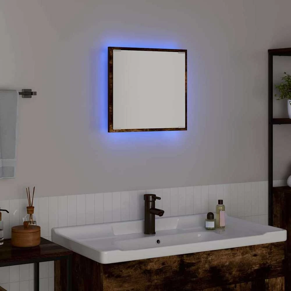 LED vonios veidrodis Rūkyta ąžuolas 40 x 37 x 8.5 cm