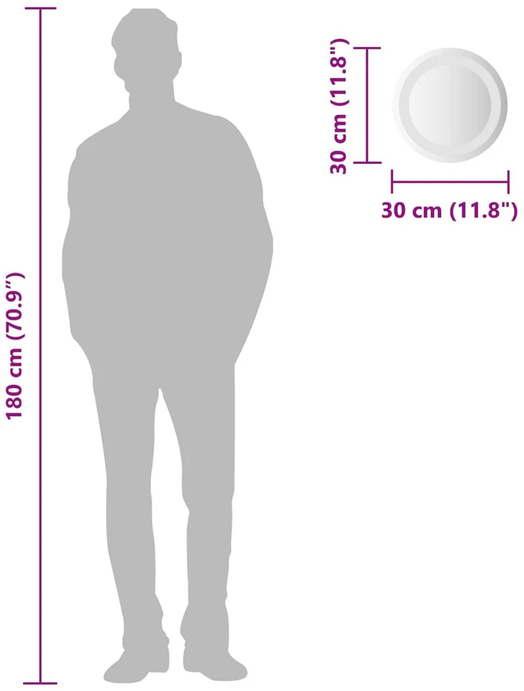 LED vonios veidrodis Skaidrus Ø 30 cm grūdintas stiklas