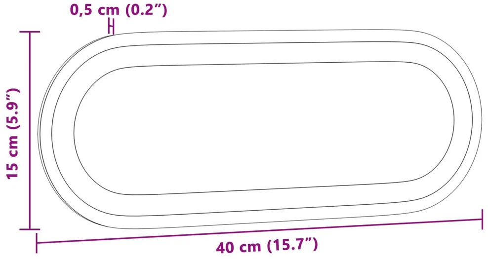 LED vonios veidrodis Skaidrus 40 x 15 cm grūdintas stiklas