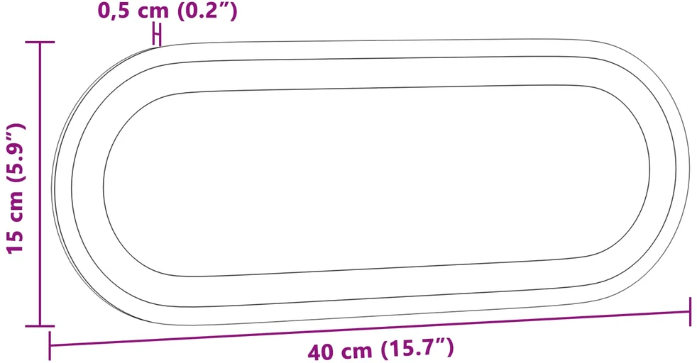 LED vonios veidrodis Skaidrus 40 x 15 cm grūdintas stiklas