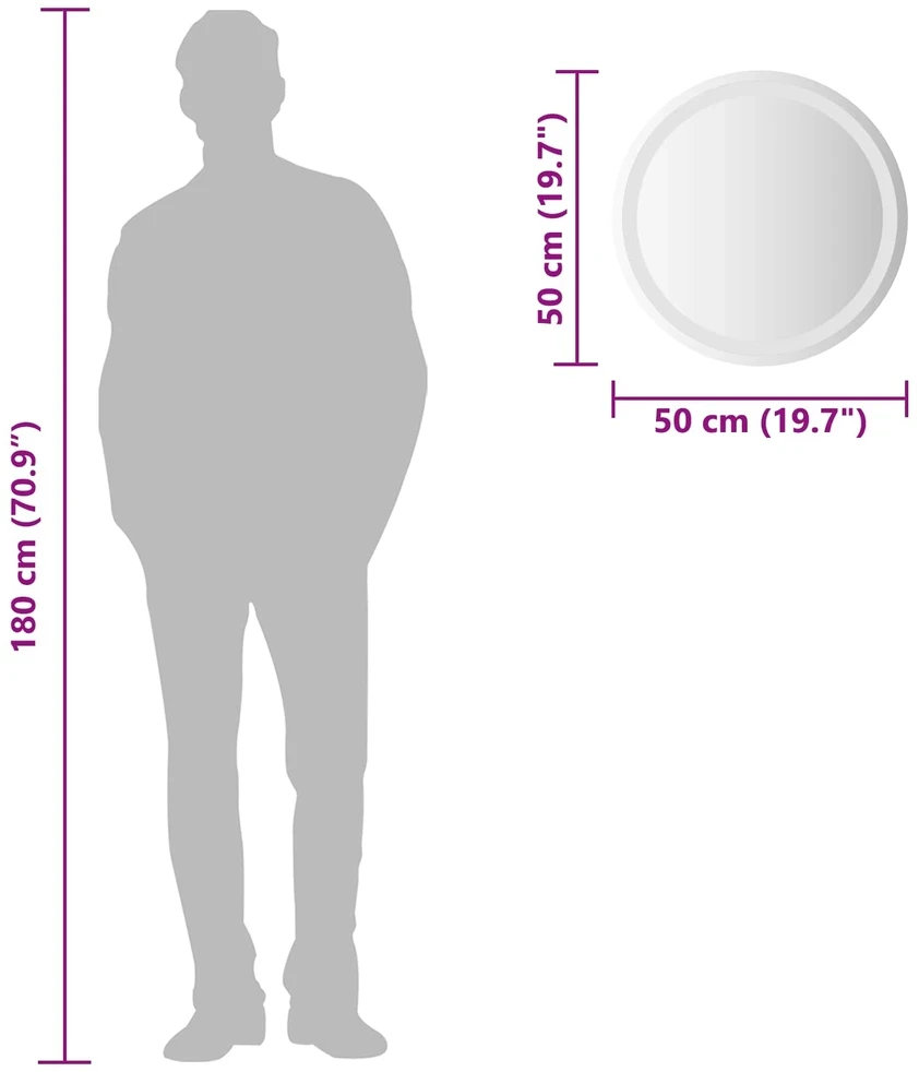LED vonios veidrodis Skaidrus Ø 50 cm grūdintas stiklas