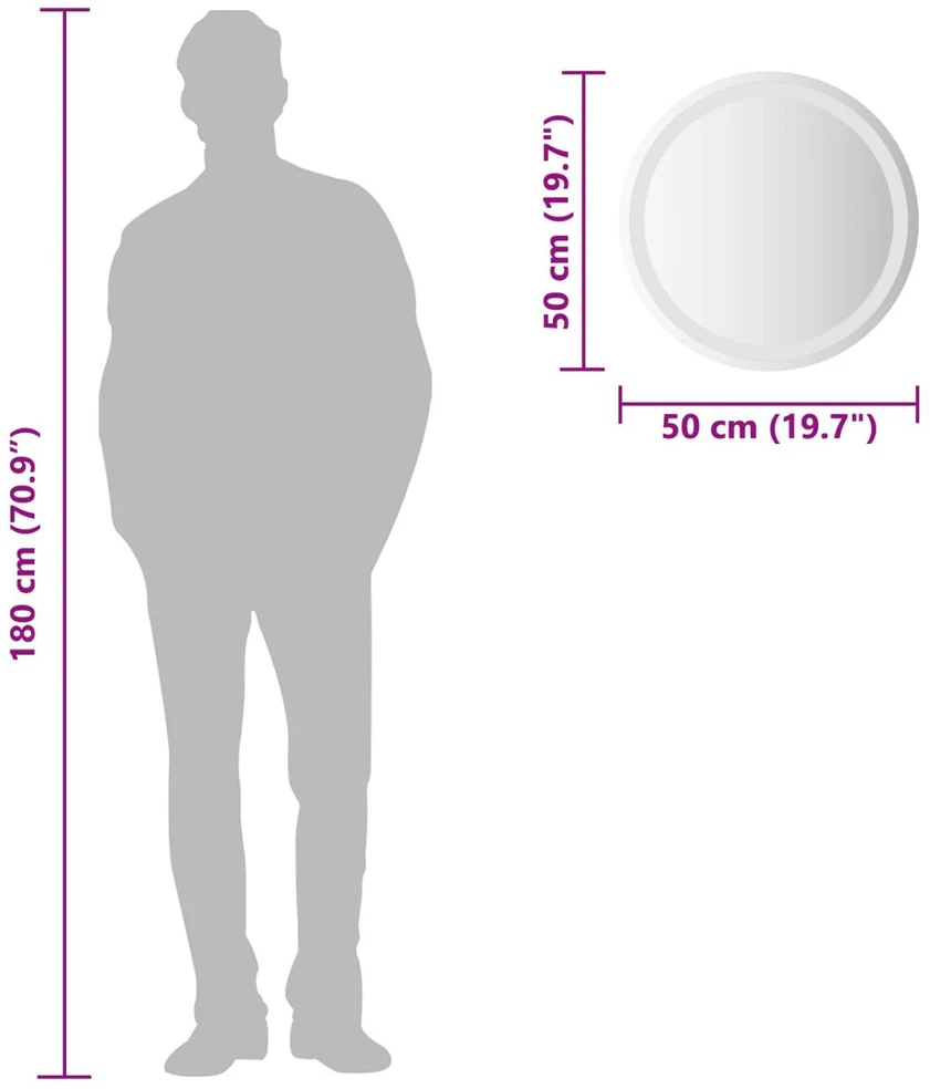 LED vonios veidrodis Skaidrus Ø 50 cm grūdintas stiklas