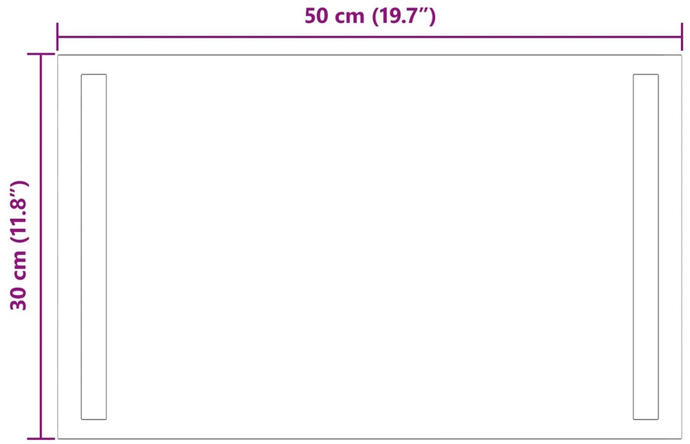 LED vonios veidrodis Skaidrus 50 x 30 cm grūdintas stiklas