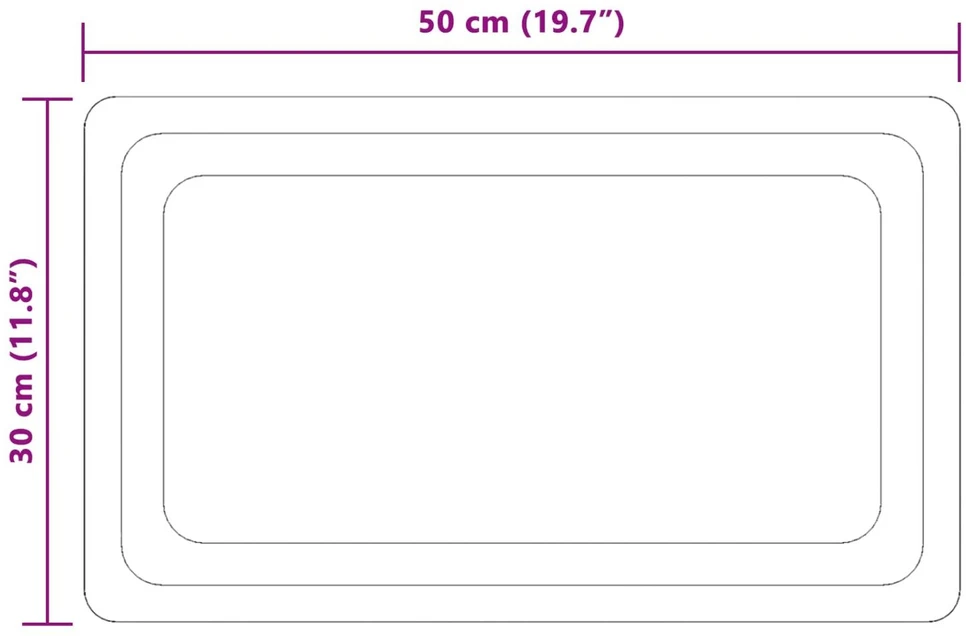 LED vonios veidrodis Skaidrus 50 x 30 cm grūdintas stiklas