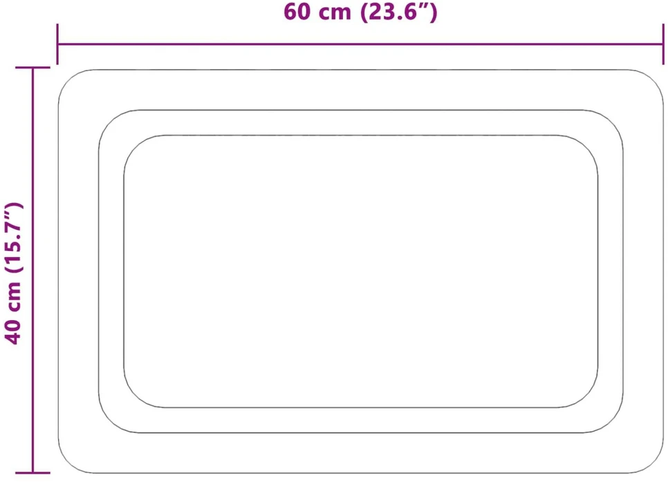 LED vonios veidrodis Skaidrus 60 x 40 cm grūdintas stiklas