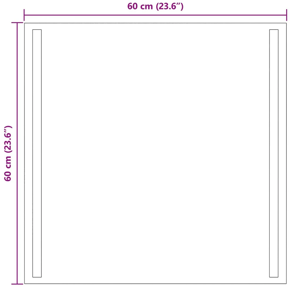 LED vonios veidrodis Skaidrus 60 x 60 cm grūdintas stiklas