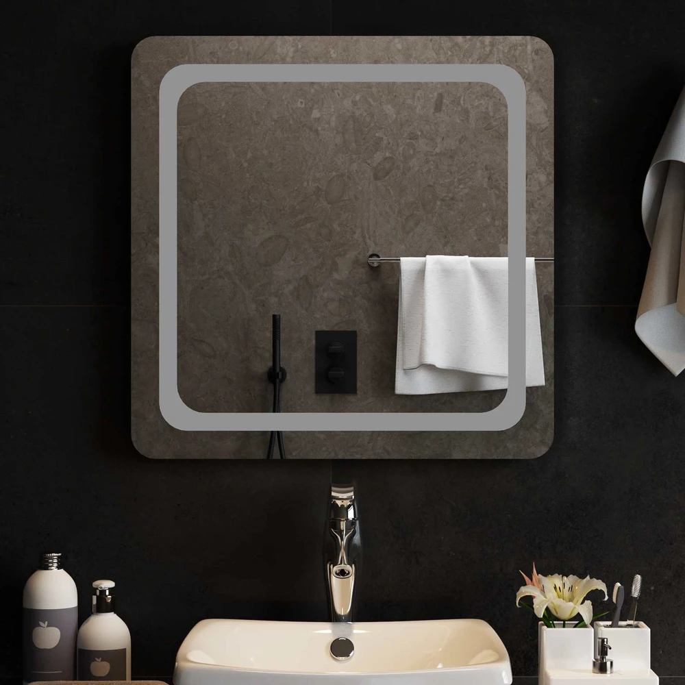 LED vonios veidrodis Skaidrus 60 x 60 cm grūdintas stiklas