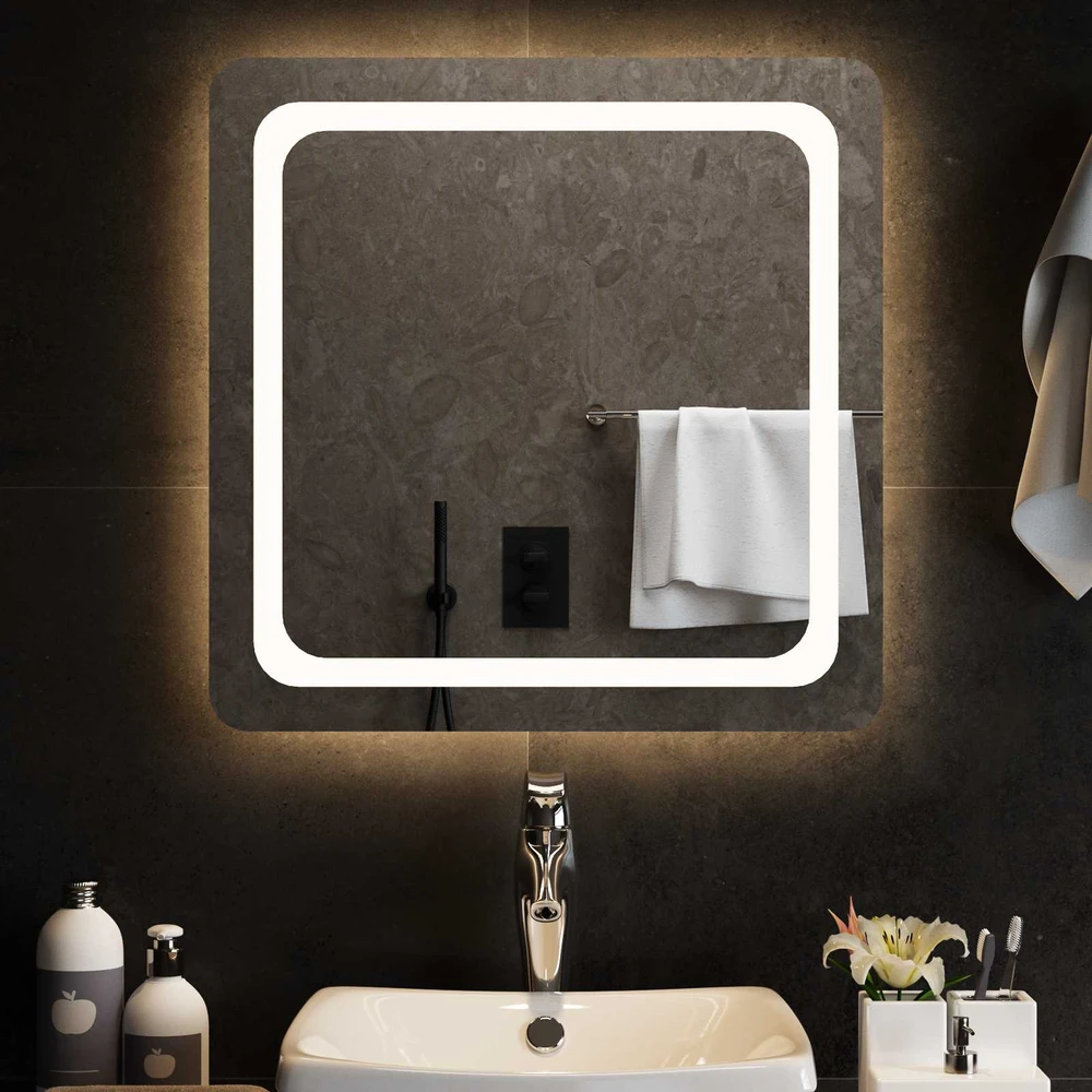 LED vonios veidrodis Skaidrus 60 x 60 cm grūdintas stiklas